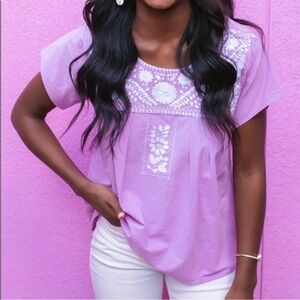 Buddy Love Lilac Lavender Purple Embroidered Top S